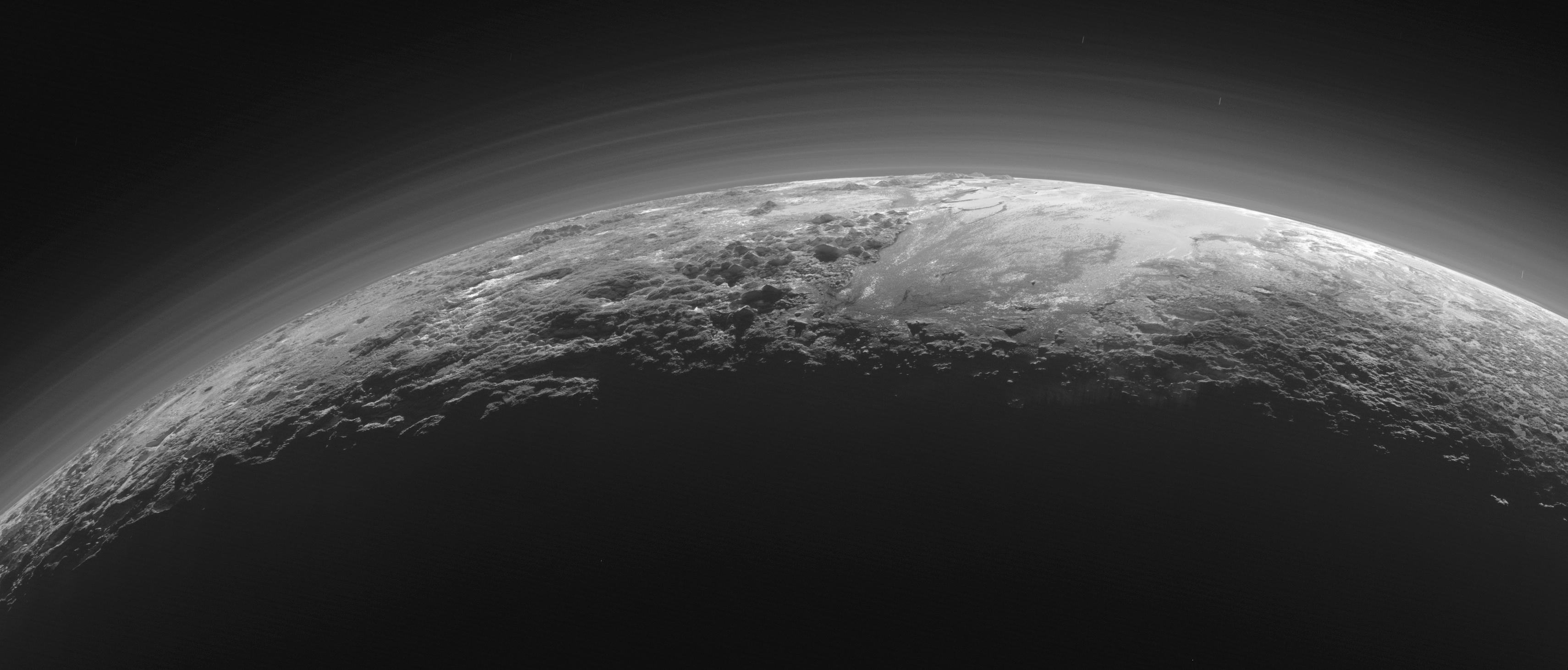 Mountains in the haze on Pluto