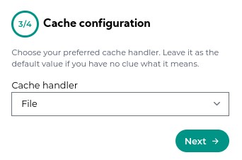 Cache Configuration screen